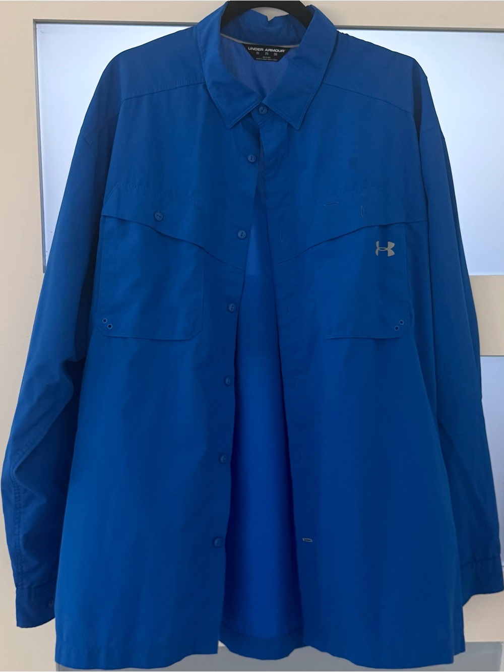 Under Armour Blue Long-Sleeve Button fishing shirt